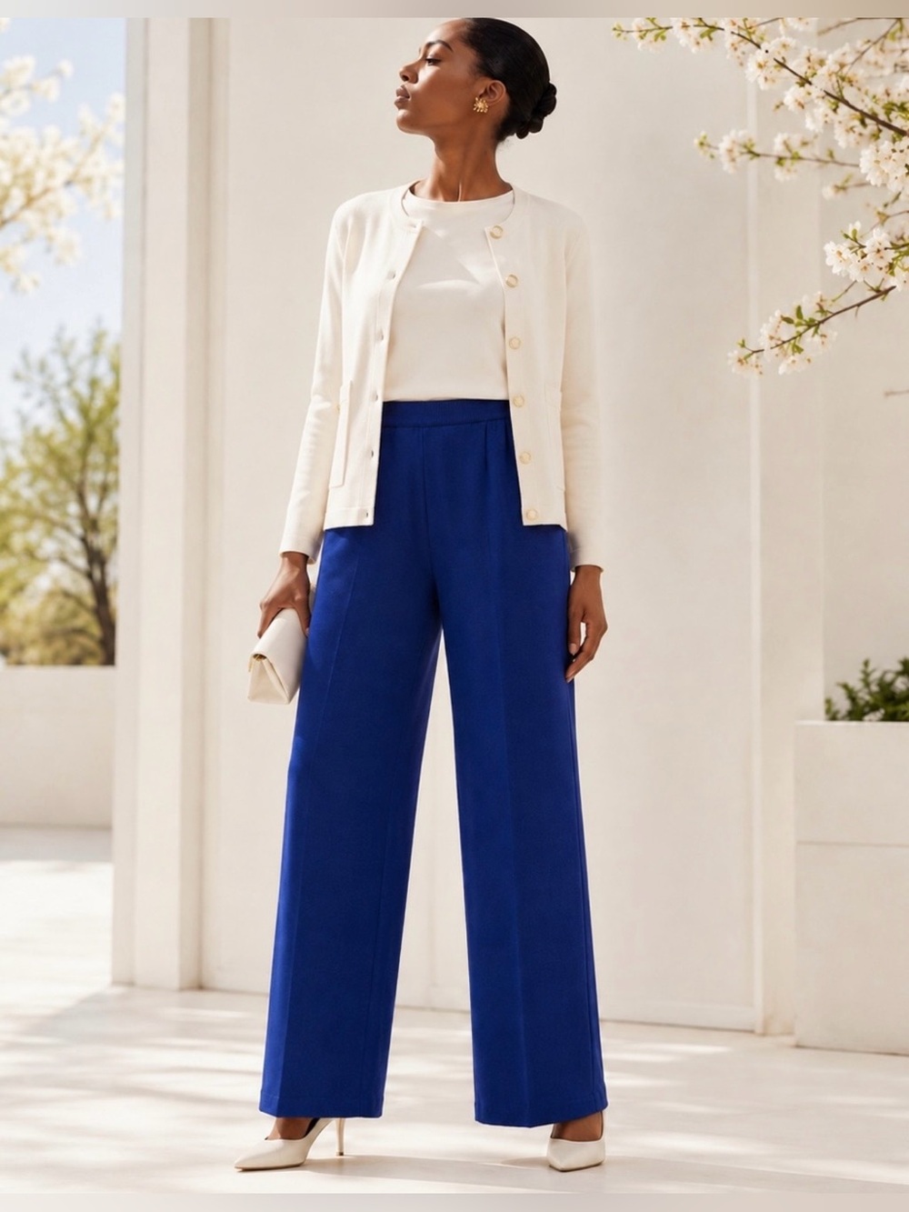 St. John Cobalt Blue Luxury Wool Dress Slacks Pants-Size 10